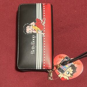 Betty Boop Black, Red & White Zip Around Wallet